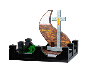 Элитный памятник с цоколем и крестом «Триединство»