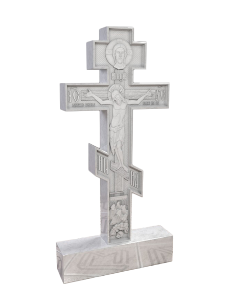 Мраморный могильный крест с распятием