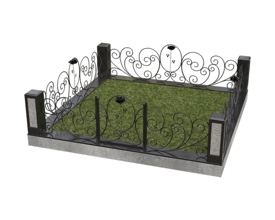 Цоколь на могилу со вставками и оградой